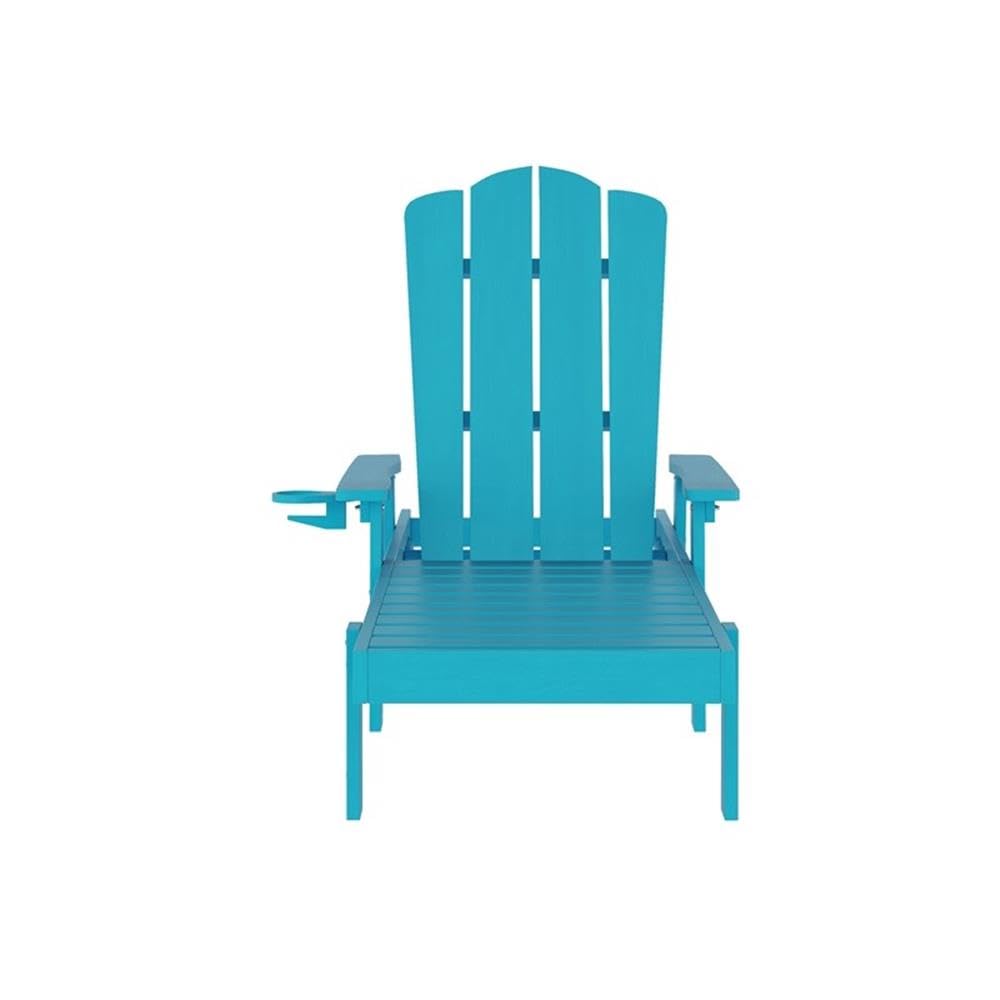 All-Weather Adirondack Lounge Chair with Cupholder, HDPE Plastic, Blue V898672