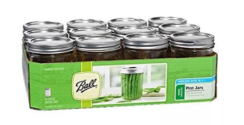 12 Pieces 16oz Wide Mouth Glass Mason Jars with Lid and Band V67923
