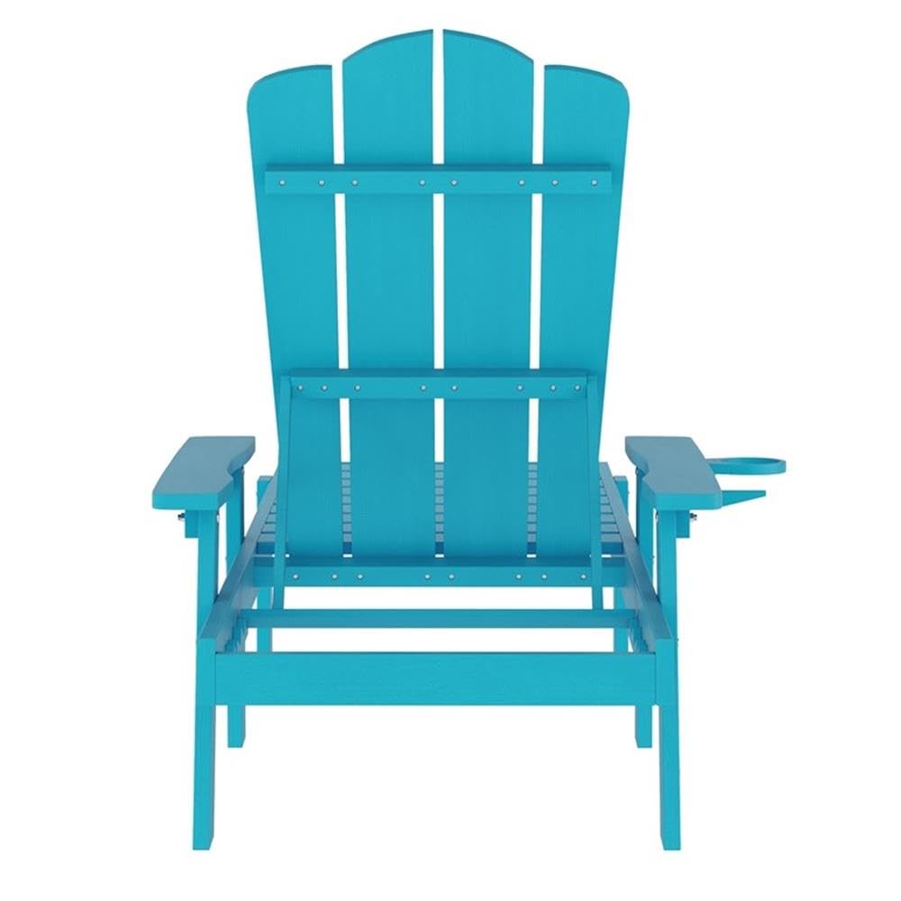 All-Weather Adirondack Lounge Chair with Cupholder, HDPE Plastic, Blue V898672