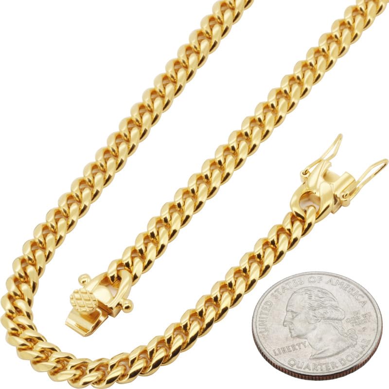 316L Stainless Steel Cuban Link Chain Necklace Bracelet M7042