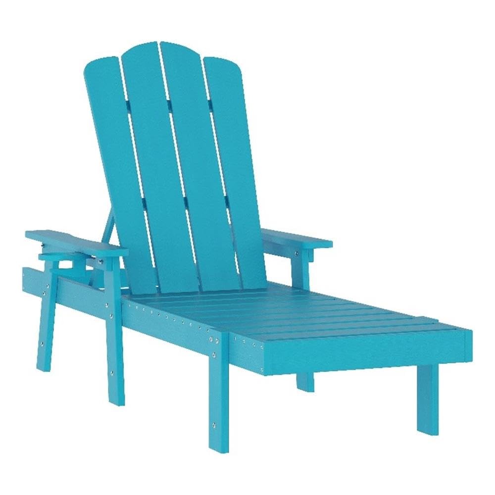 All-Weather Adirondack Lounge Chair with Cupholder, HDPE Plastic, Blue V898672