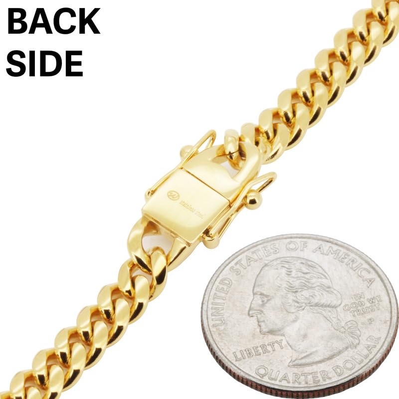 316L Stainless Steel Cuban Link Chain Necklace Bracelet M7042