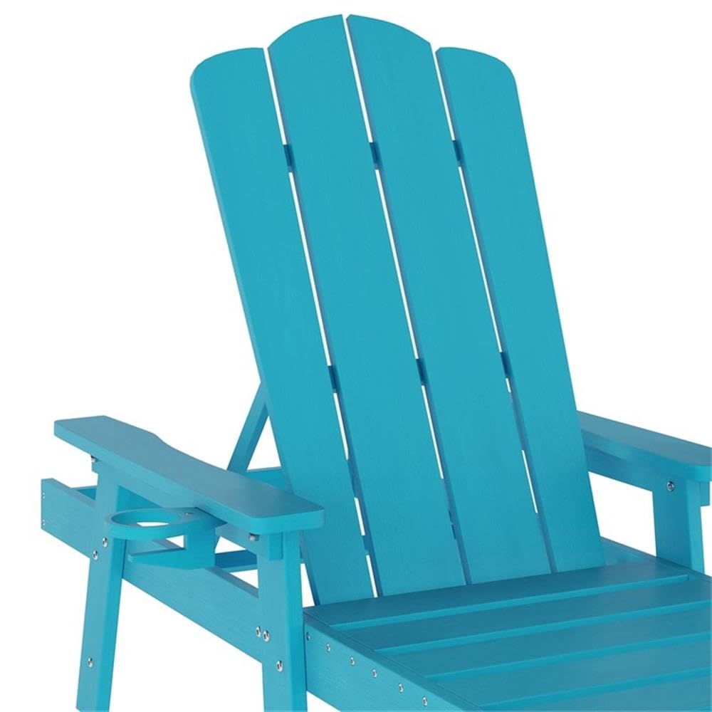All-Weather Adirondack Lounge Chair with Cupholder, HDPE Plastic, Blue V898672
