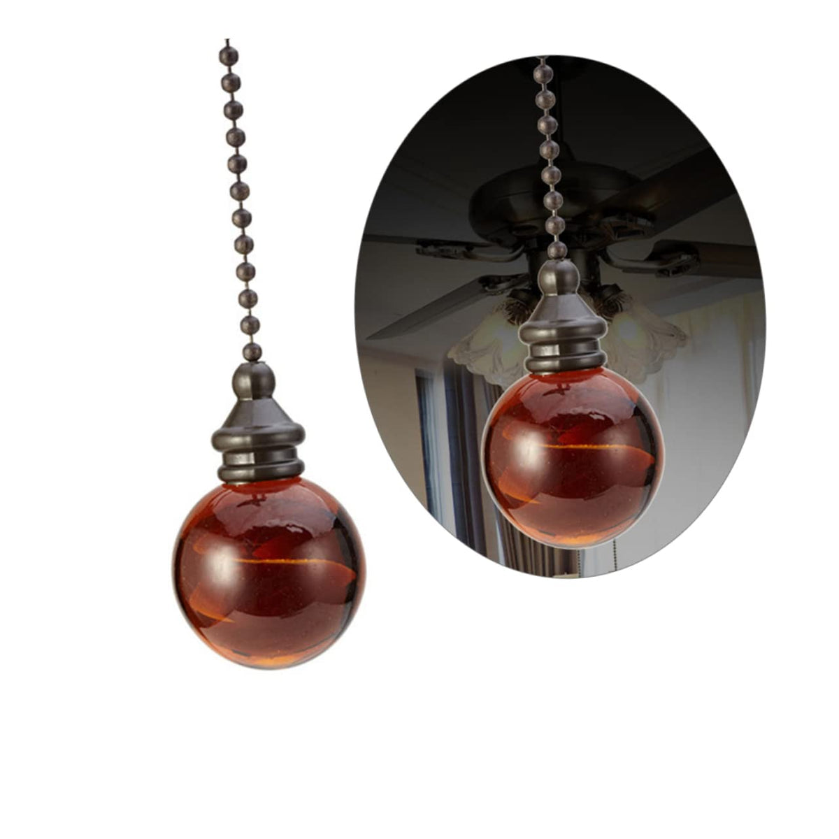 Glass Ball Chain Pendant Ornament 2 Pcs S9886
