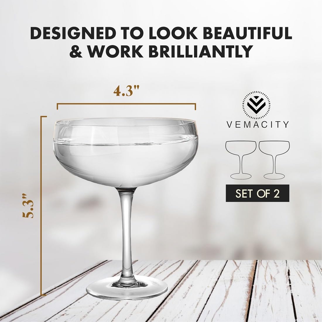 Handblown Coupe Cocktail Glasses Set of 2 K46279