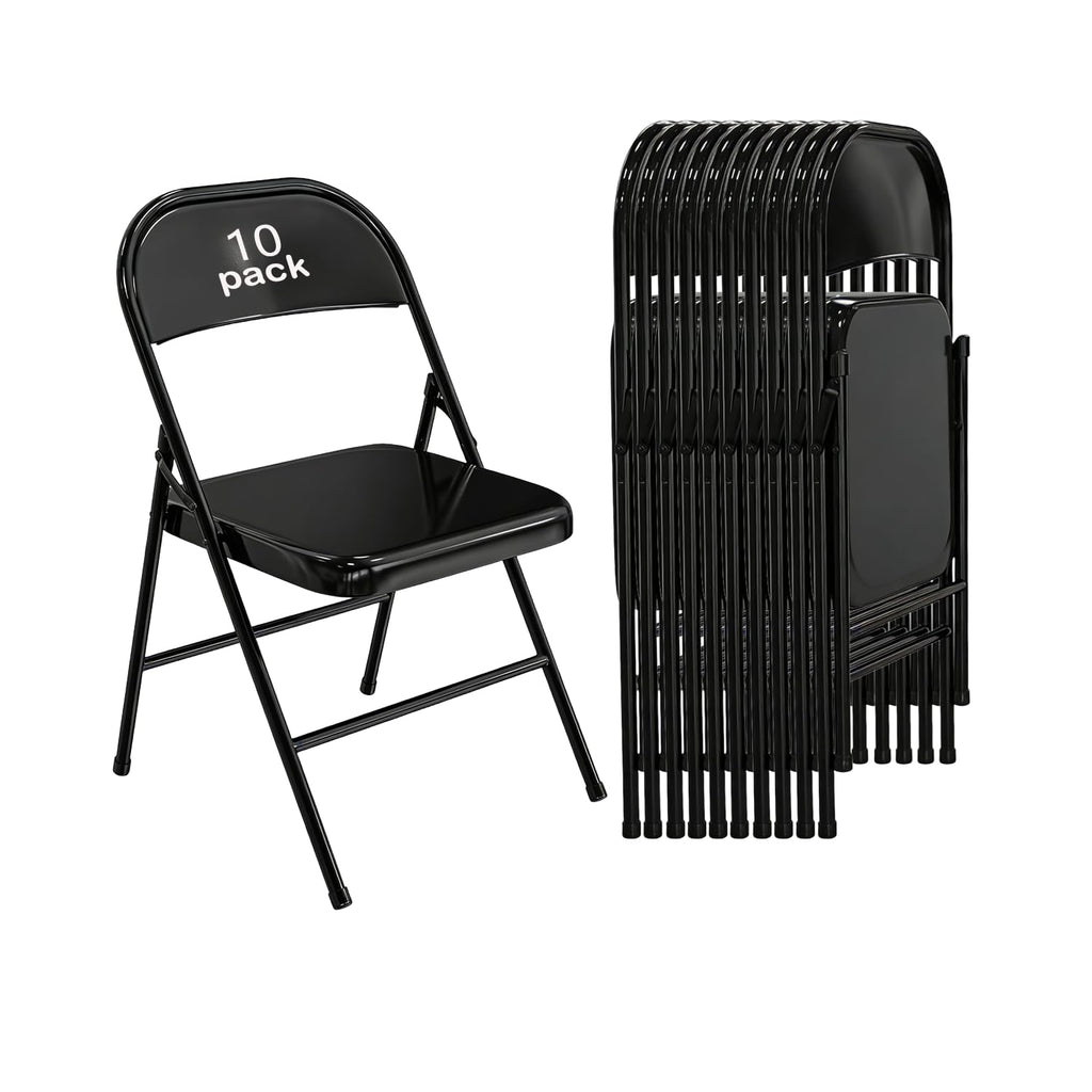 Black Heavy Duty Metal Folding Chairs 10 Pack Y64553
