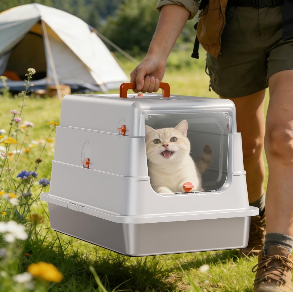 Stainless Steel Extra Large Enclosed Cat Litter Box P901