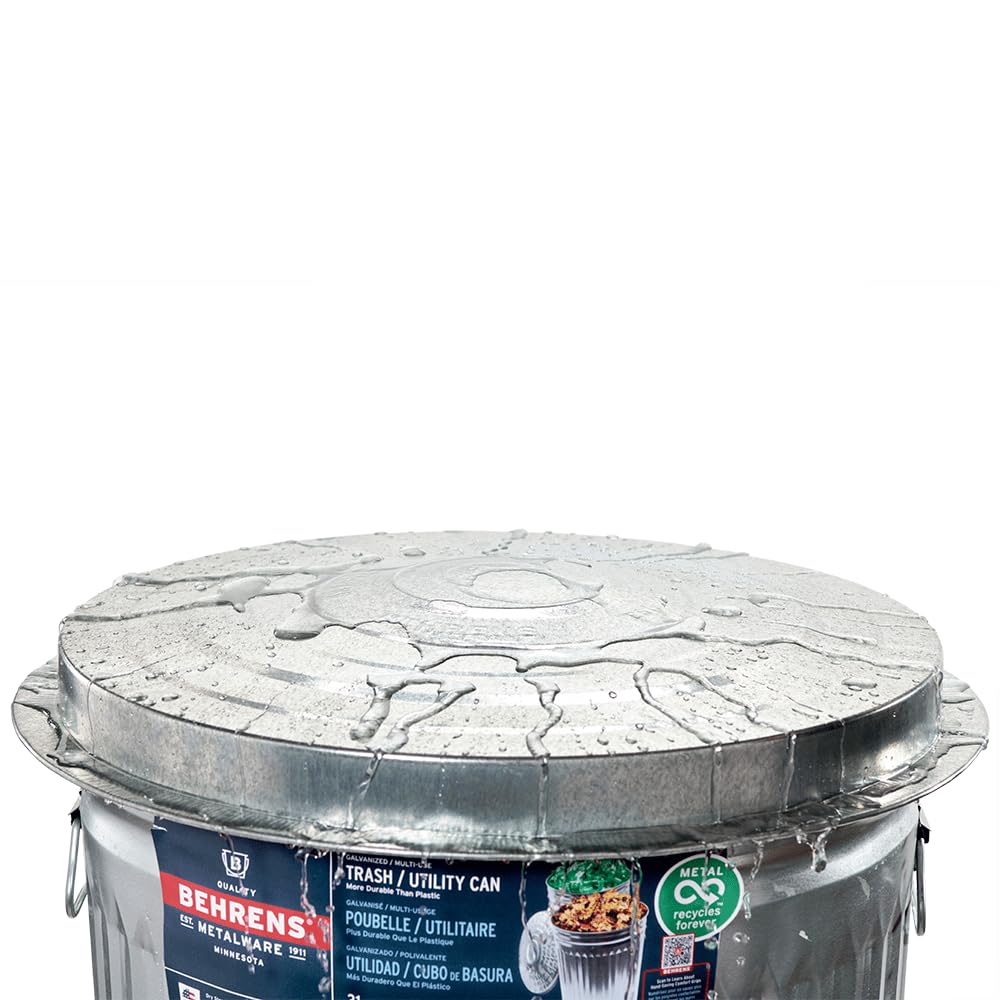 Galvanized Steel 31-Gallon Trash Can N11127