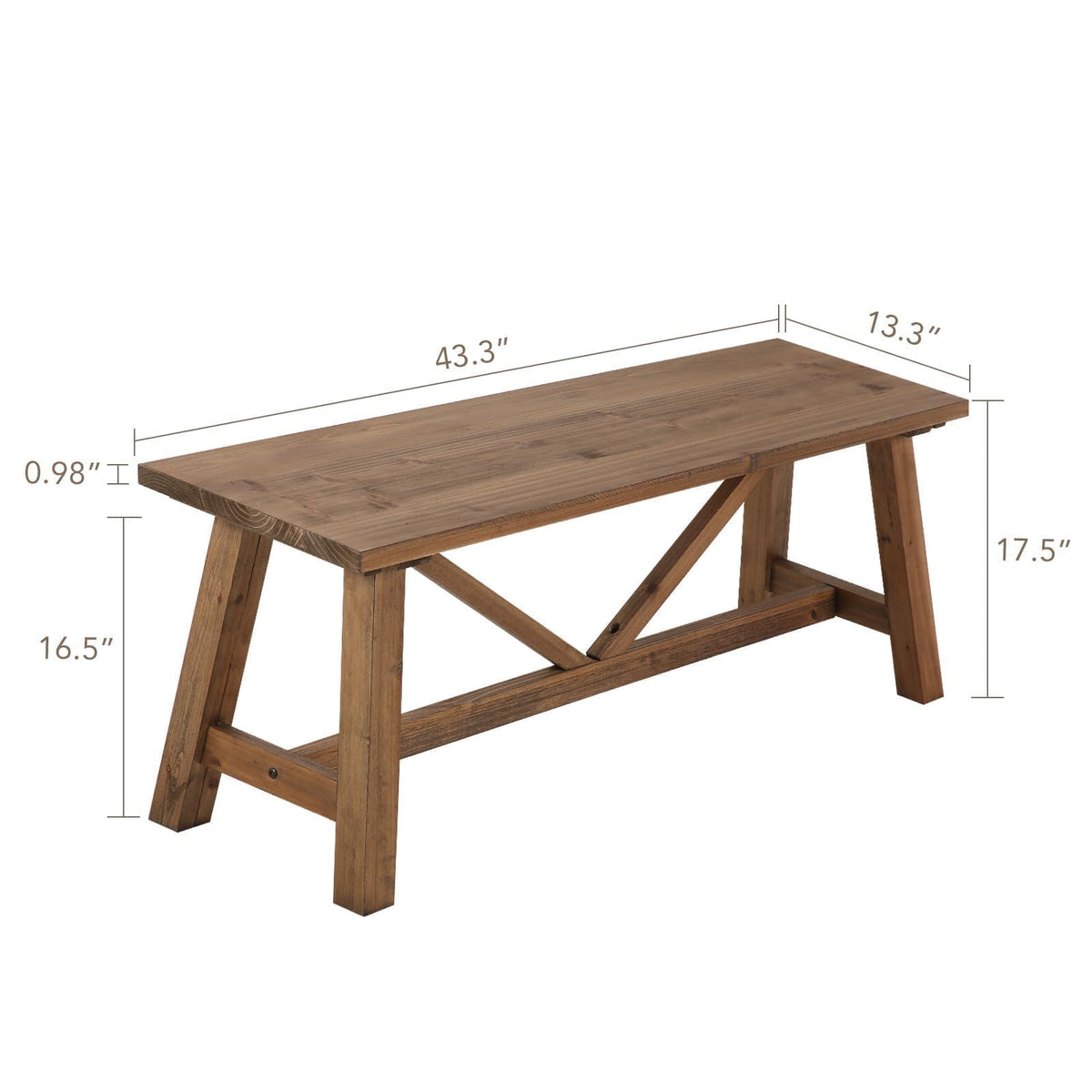 43" Solid Wood Bench V696