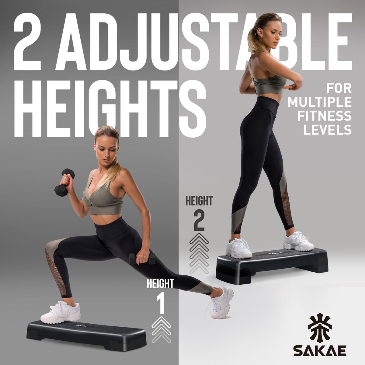 Adjustable Aerobic Stepper Kit with Dumbbells & Kettlebell & Weightlifting Belt & Measuring Tape M38393