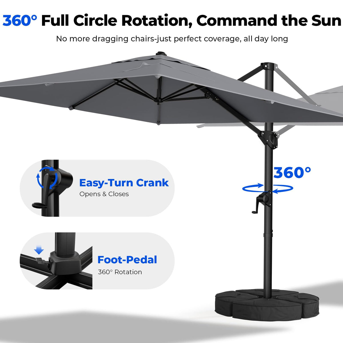 9x12 FT Cantilever Patio Umbrella with Base P73548