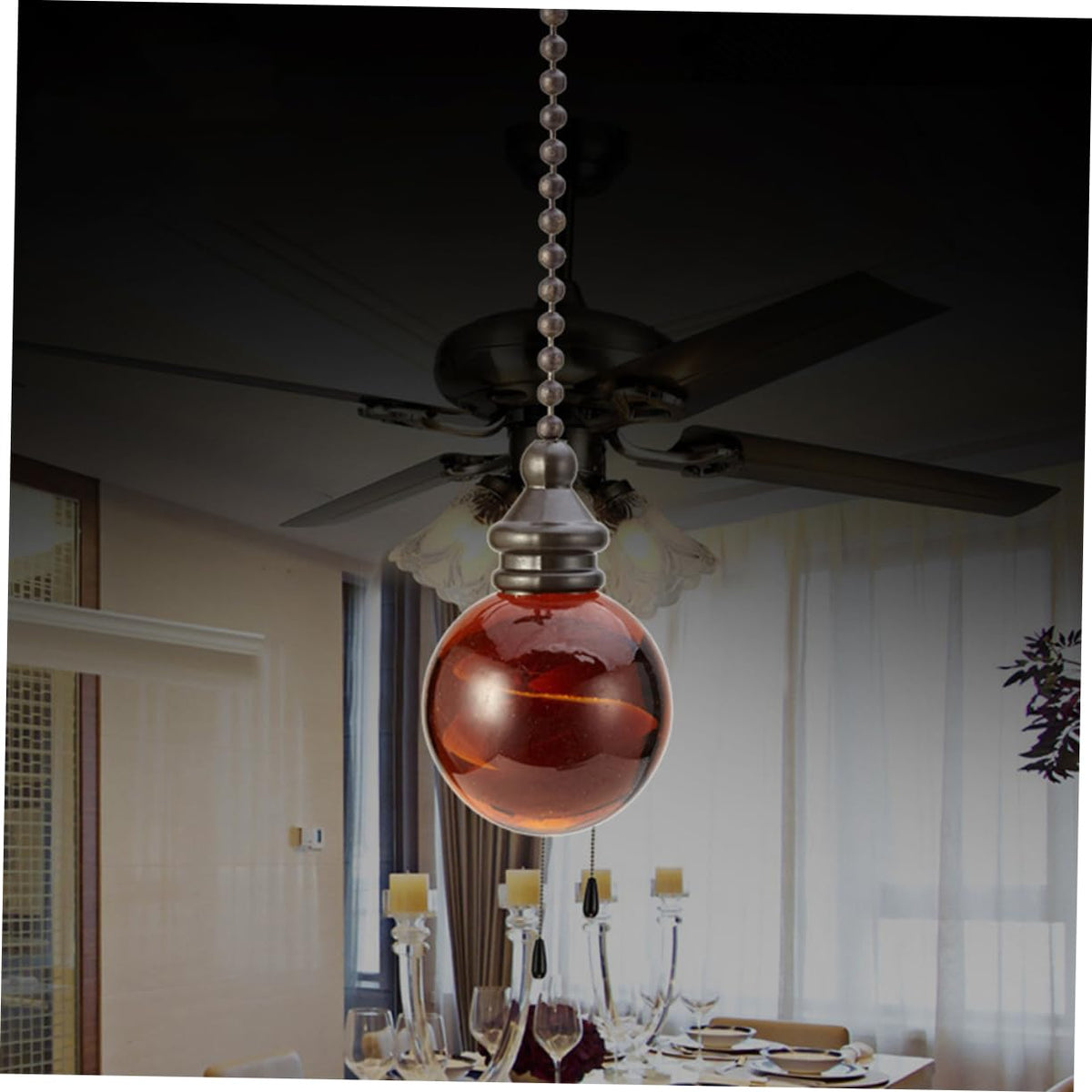 Glass Ball Chain Pendant Ornament 2 Pcs S9886