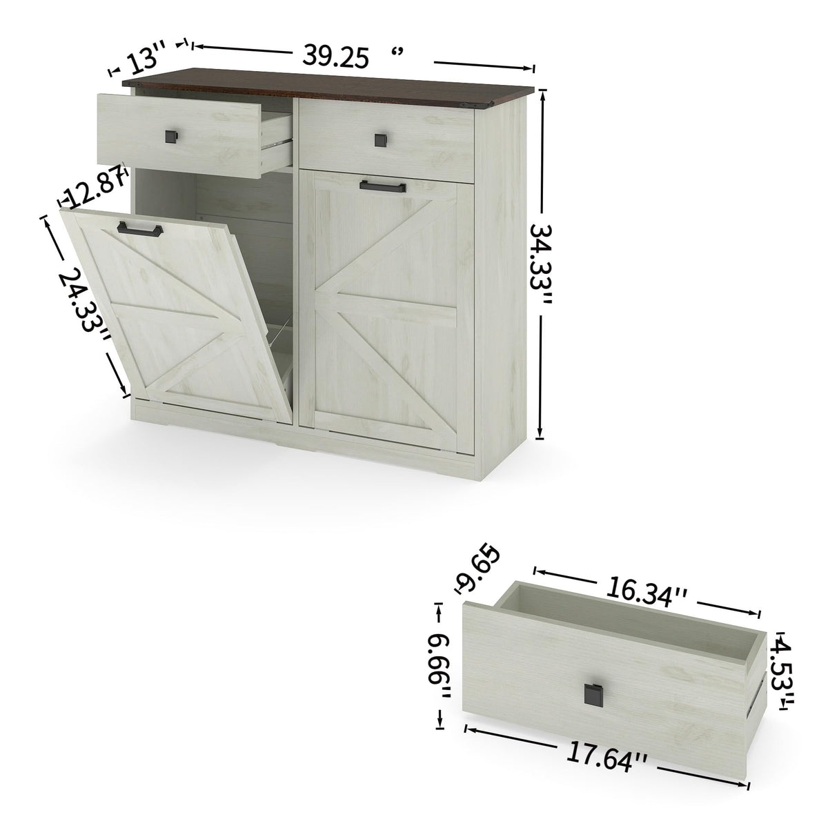 Double Tilt Out Trash Cabinet, Fits 2 10 Gallon Bins, Antique White M762097