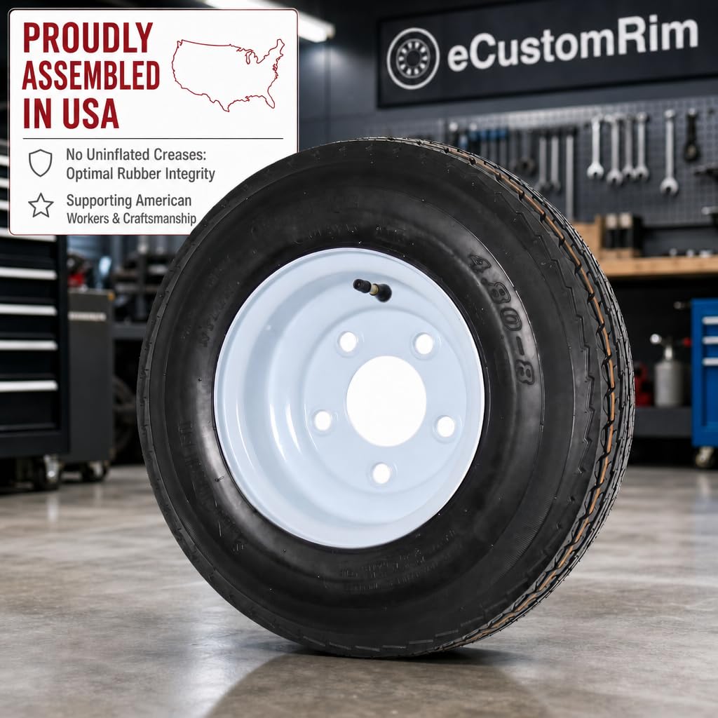 2-Pack Trailer Tire Rim Assembly 4.80-8 5 Lug White G327794