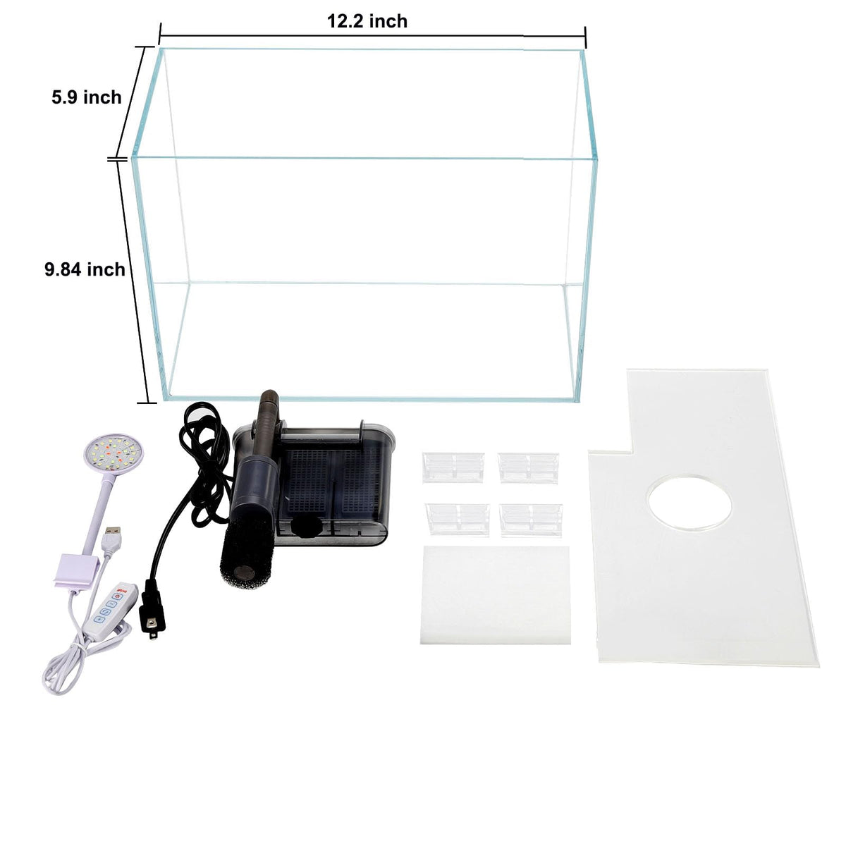 3 Gallon Glass Fish Tank Starter Kit with Filter E796
