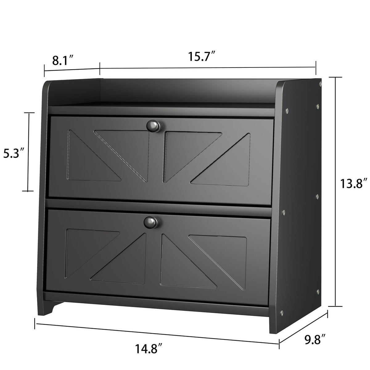 Black Double Layer Wooden Bread Box Z383