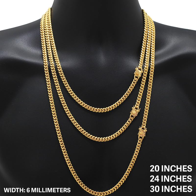 316L Stainless Steel Cuban Link Chain Necklace Bracelet M7042