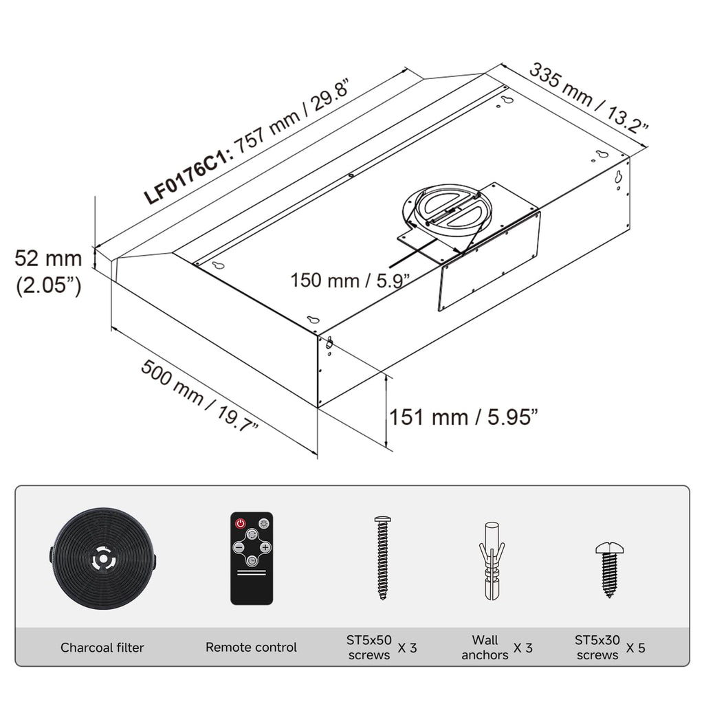 30" Stainless Steel Under Cabinet Range Hood S920734
