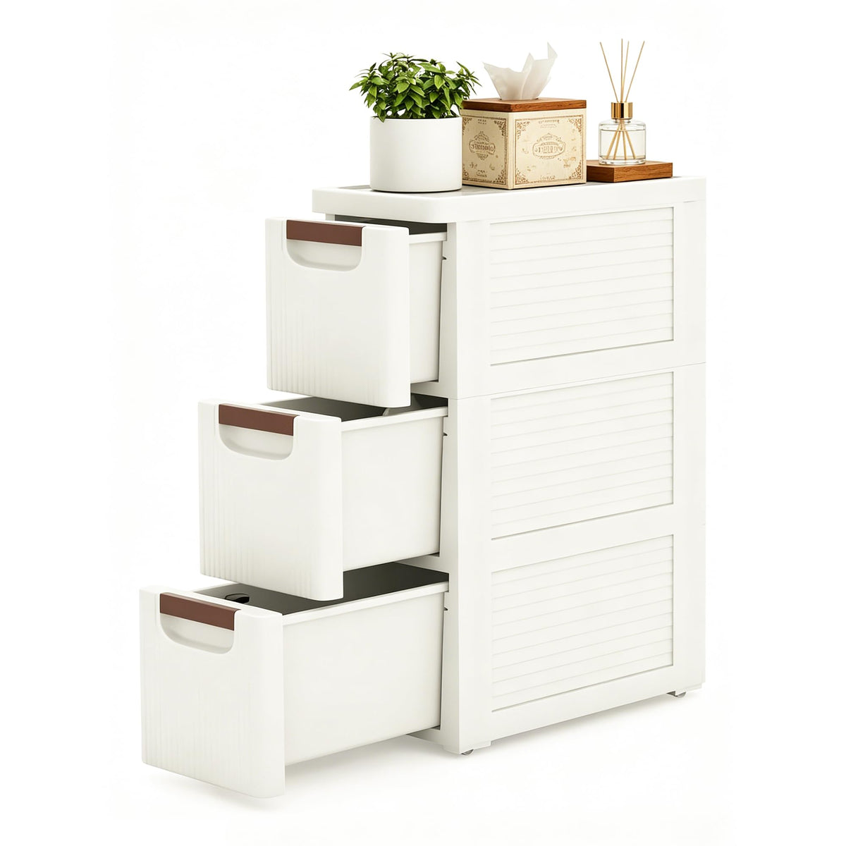 White 3 Drawers Narrow Plastic Bathroom Storage Cabinet Z1540