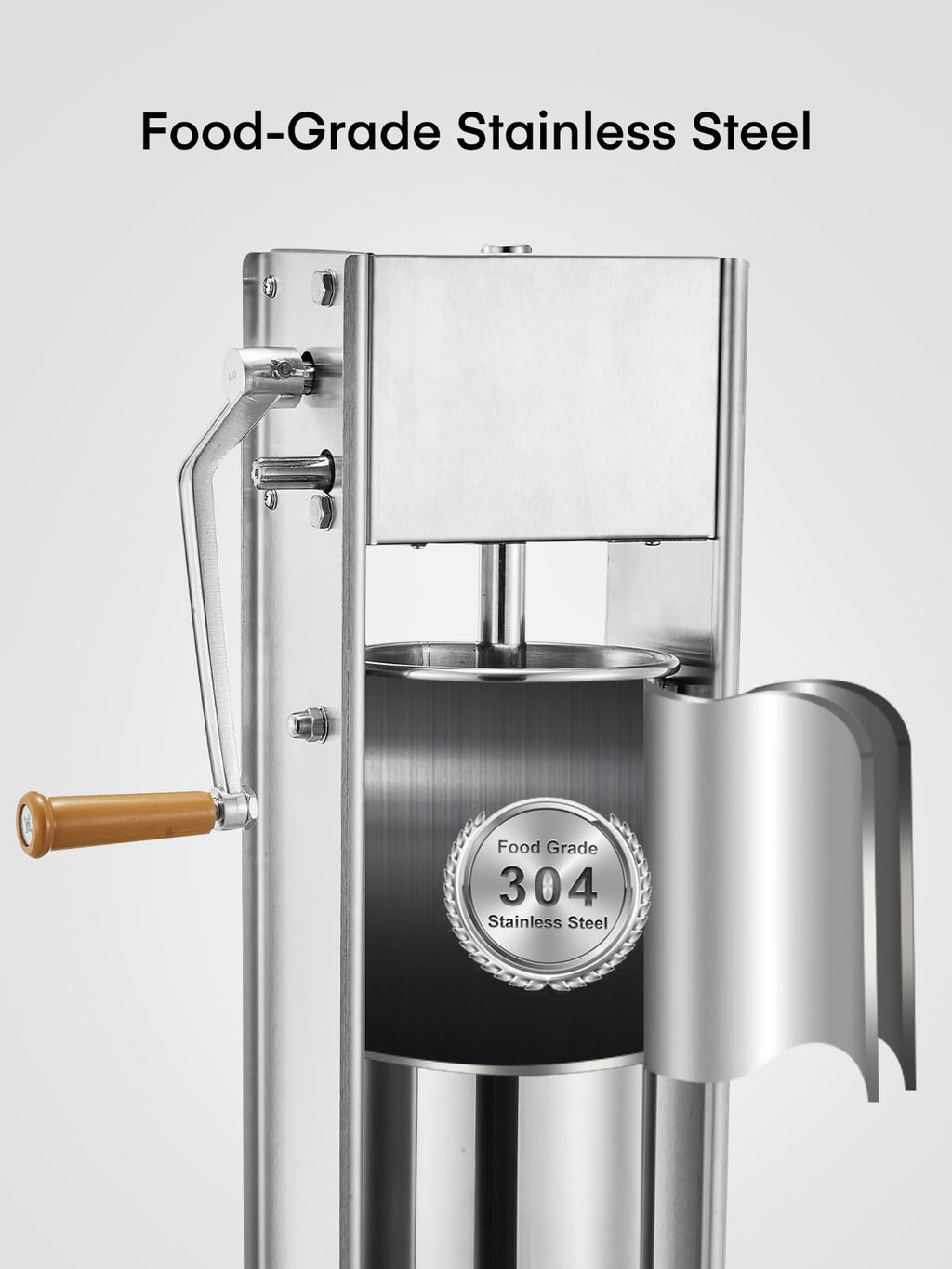5L Stainless Steel Manual Sausage Stuffer with 4 Stuffing Tubes R25626