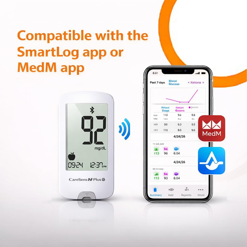 Bluetooth Blood Glucose Monitor Kit with 100 Test Strips and 100 Lancets M4028
