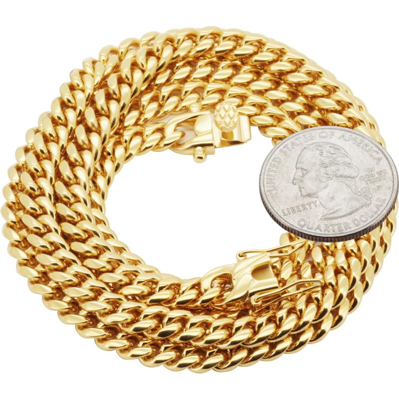 316L Stainless Steel Cuban Link Chain Necklace Bracelet M7042