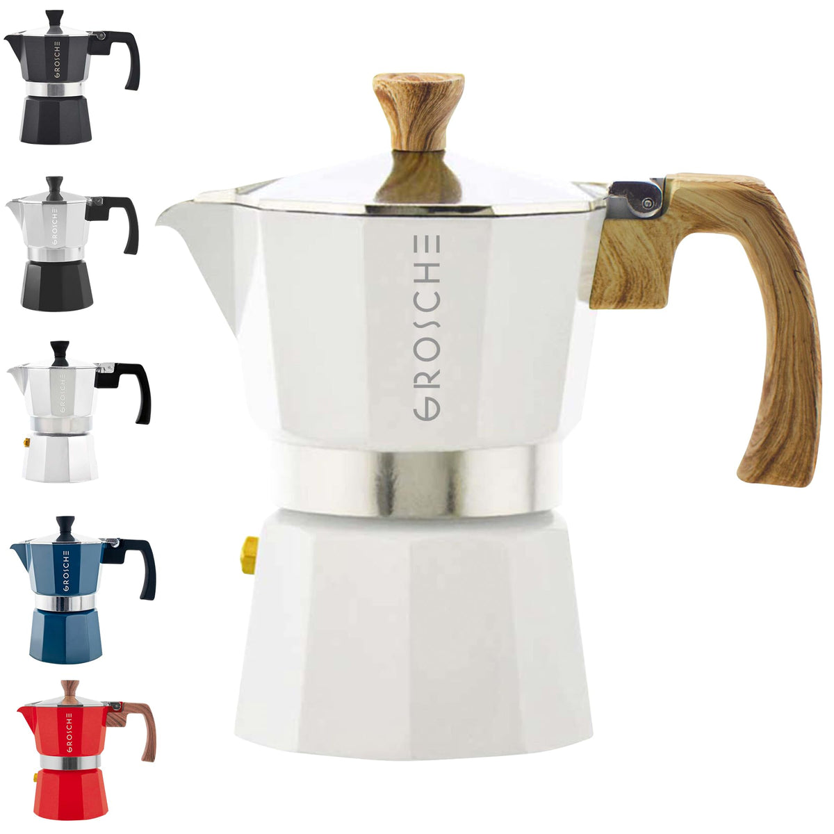 Stovetop Espresso Maker Moka Pot 5 oz White O5767