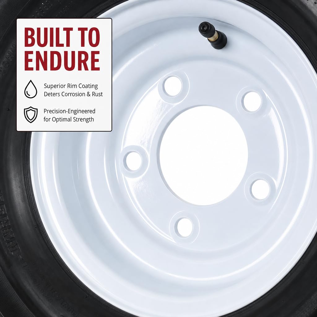 2-Pack Trailer Tire Rim Assembly 4.80-8 5 Lug White G327794