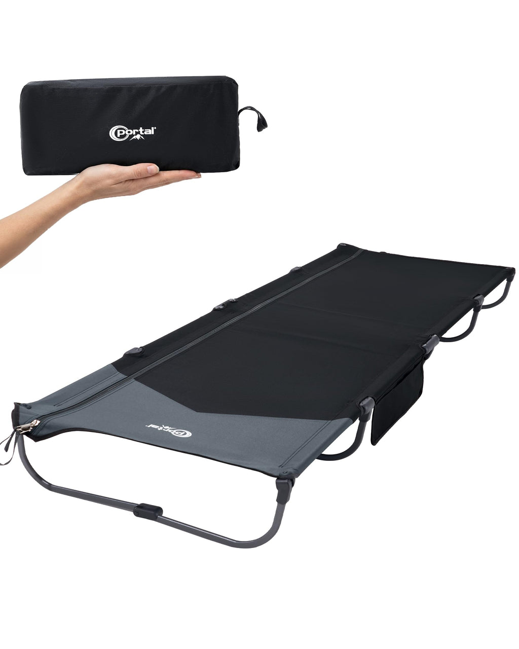 Ultra-Light 7.1 lbs Foldable Camping Cot with Side Pocket H409