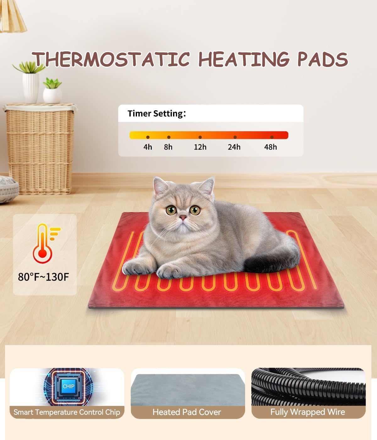 21" Heated Cat House with Heating Pet Pad S4367