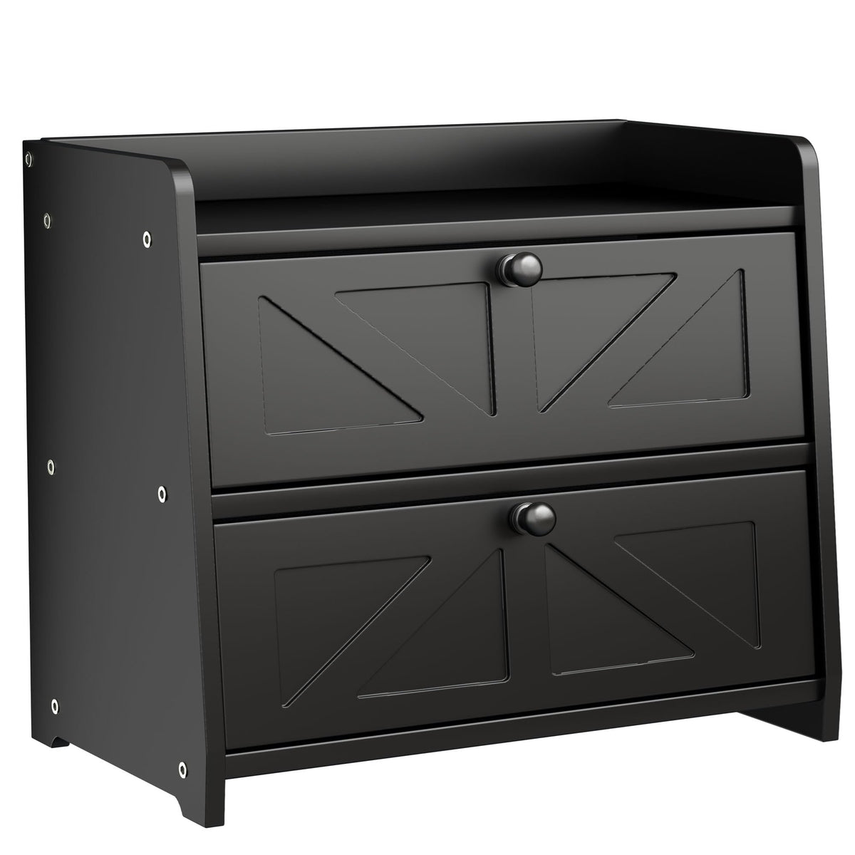 Black Double Layer Wooden Bread Box Z383