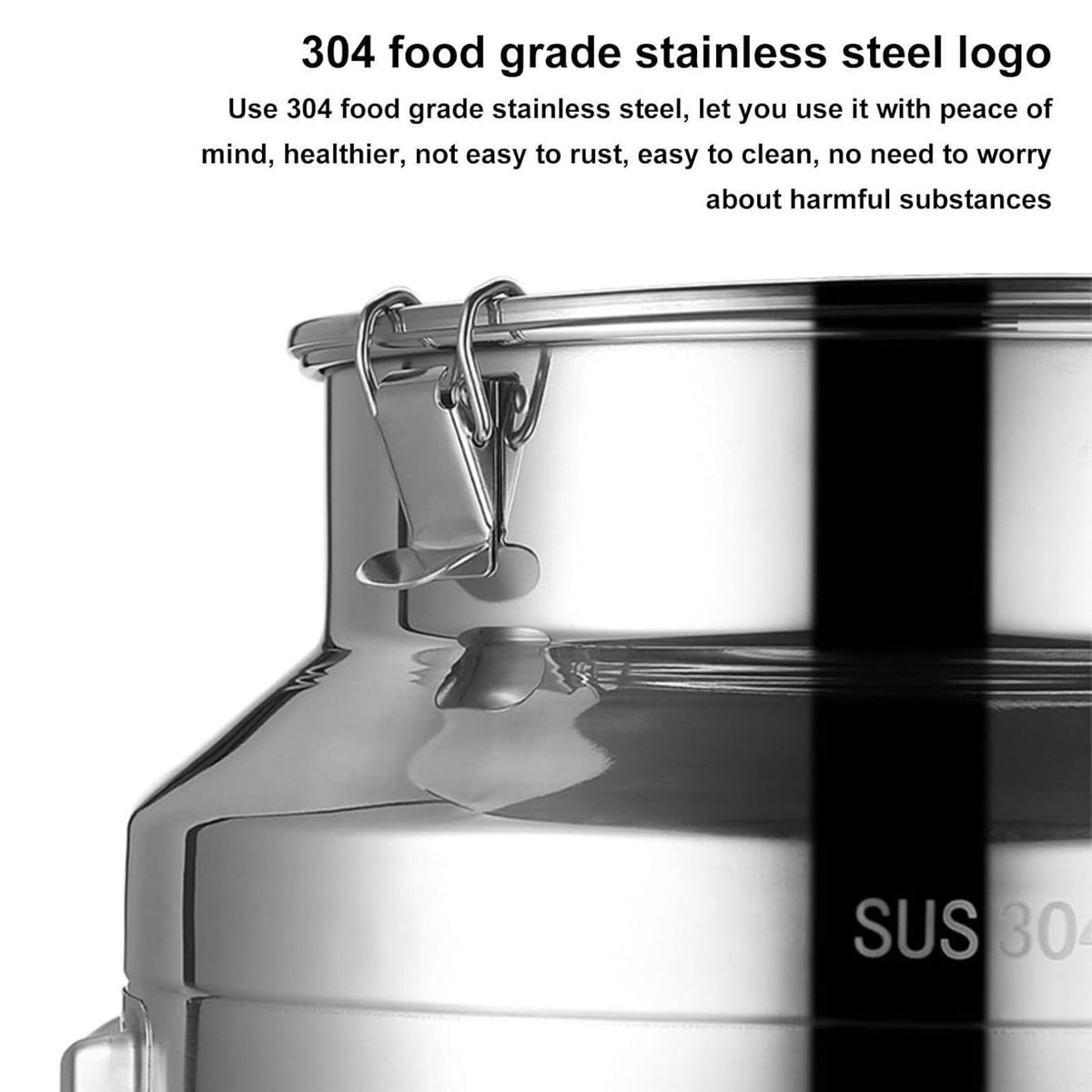 304 Stainless Steel Airtight Food Storage Container with Lid Faucet and Handles C567425