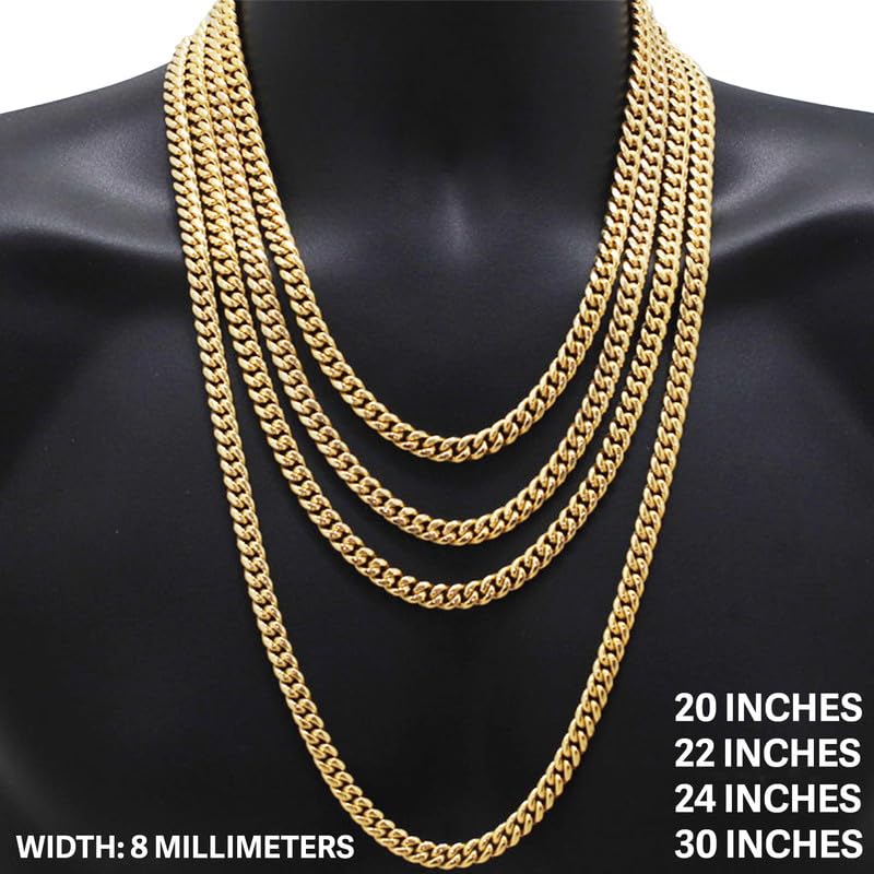 316L Stainless Steel Cuban Link Chain Necklace Bracelet N251364