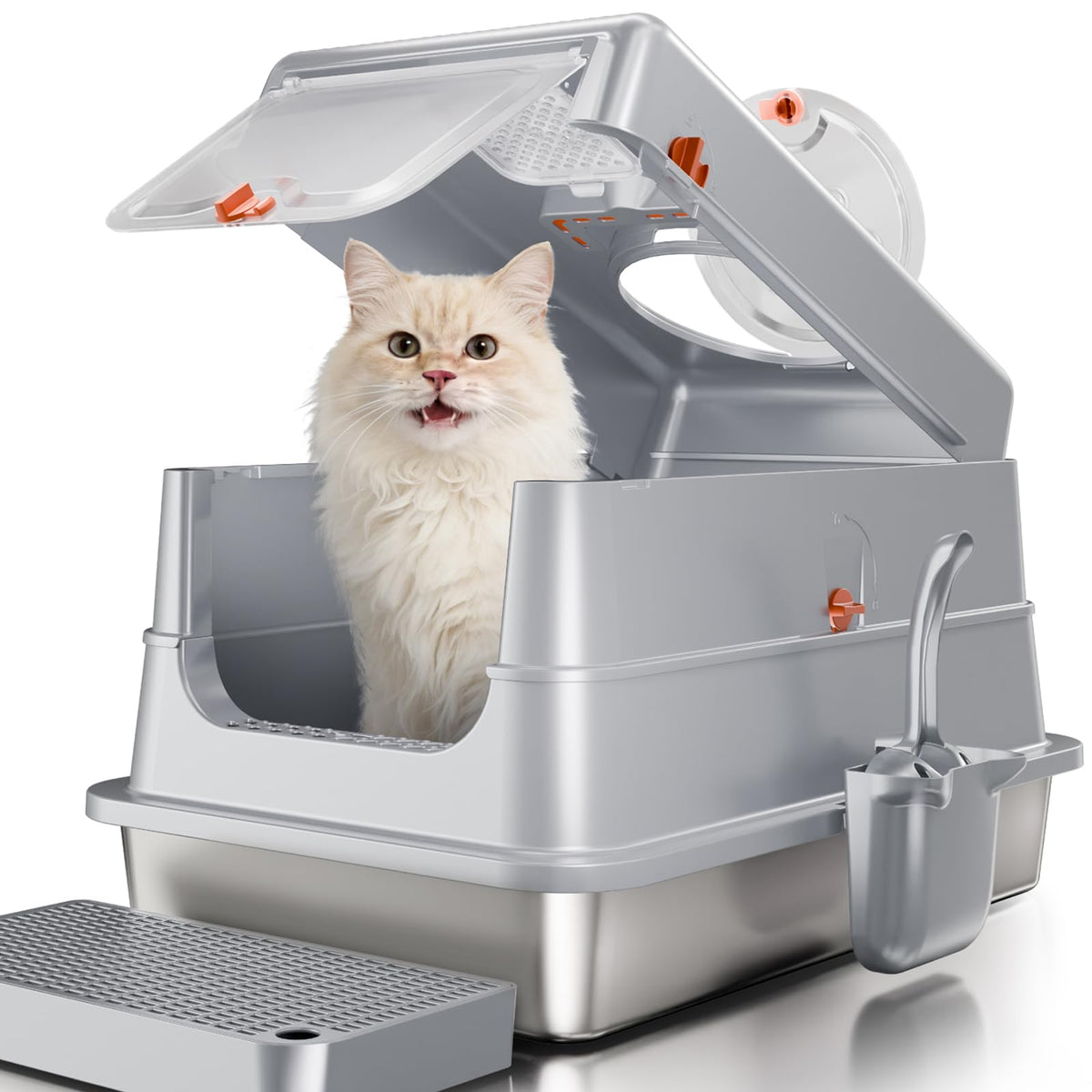 Stainless Steel Extra Large Enclosed Cat Litter Box P901