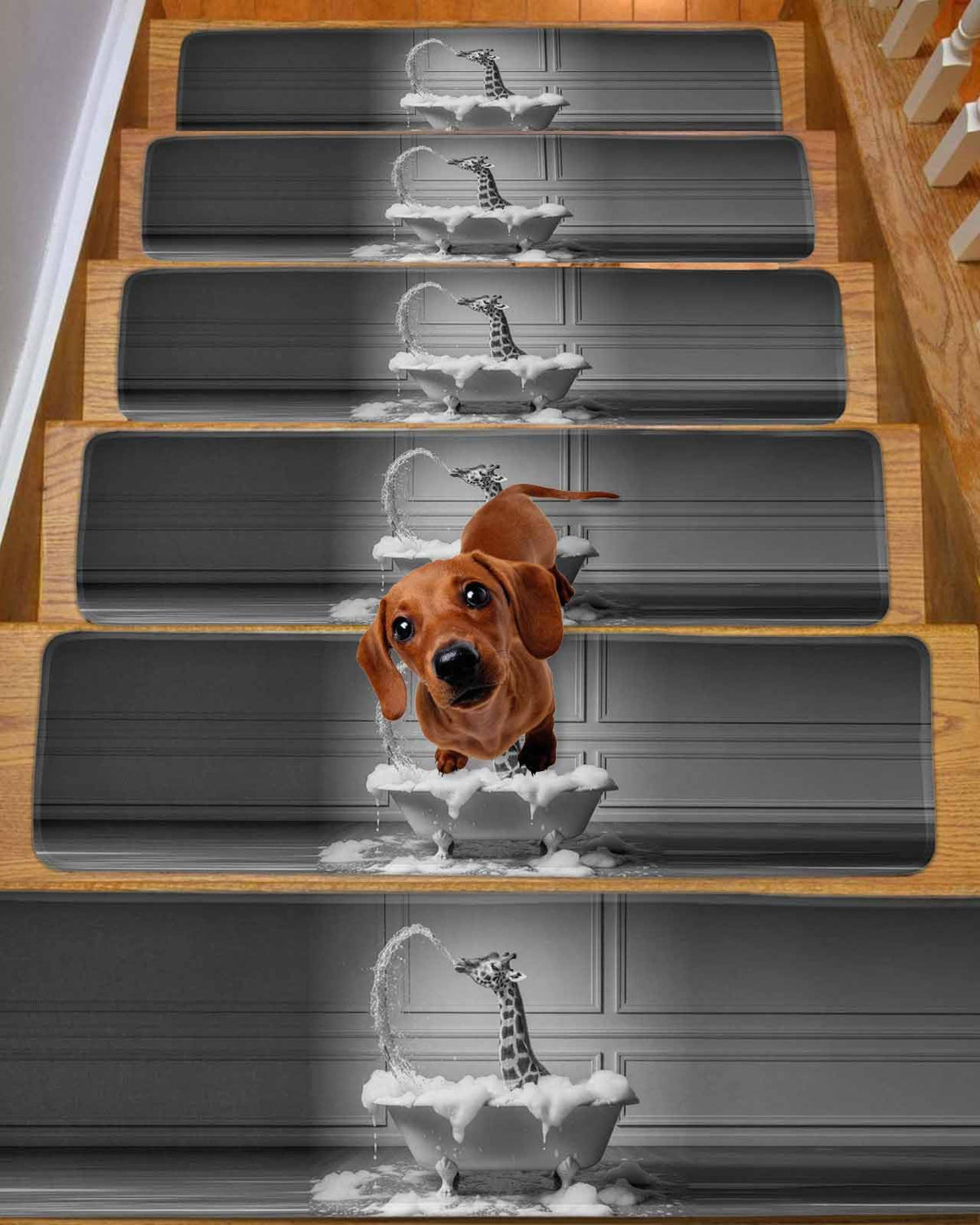 Grey Non Slip Stair Treads 8"x30" 4PCS N195792