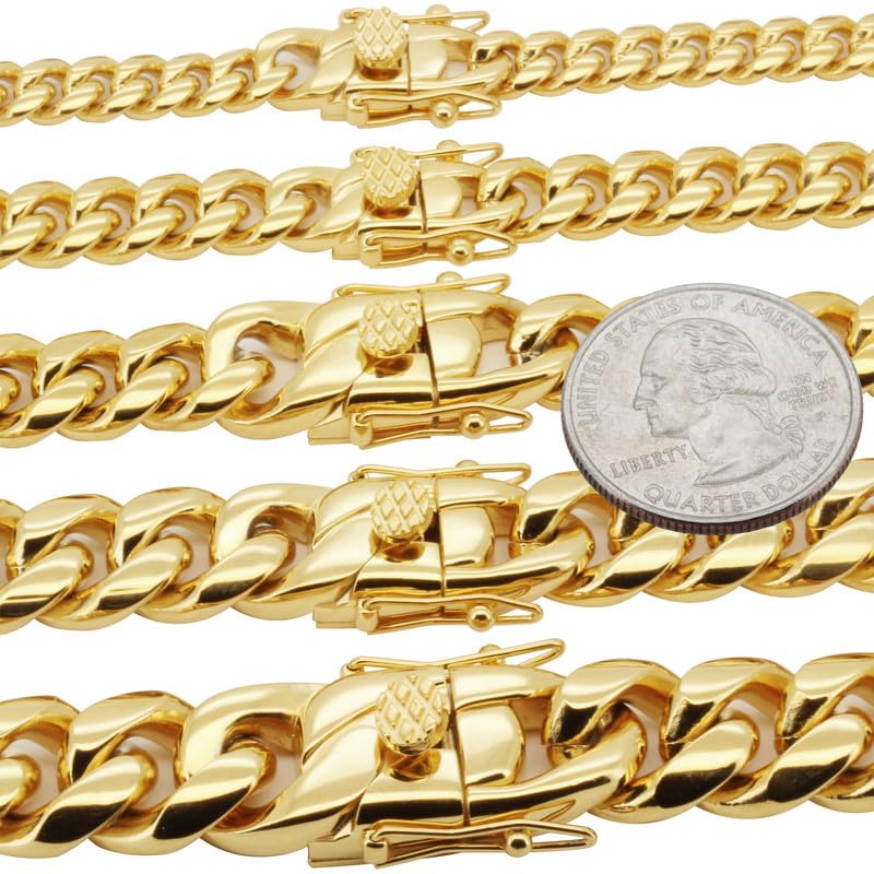 316L Stainless Steel Cuban Link Chain Necklace Bracelet M7042