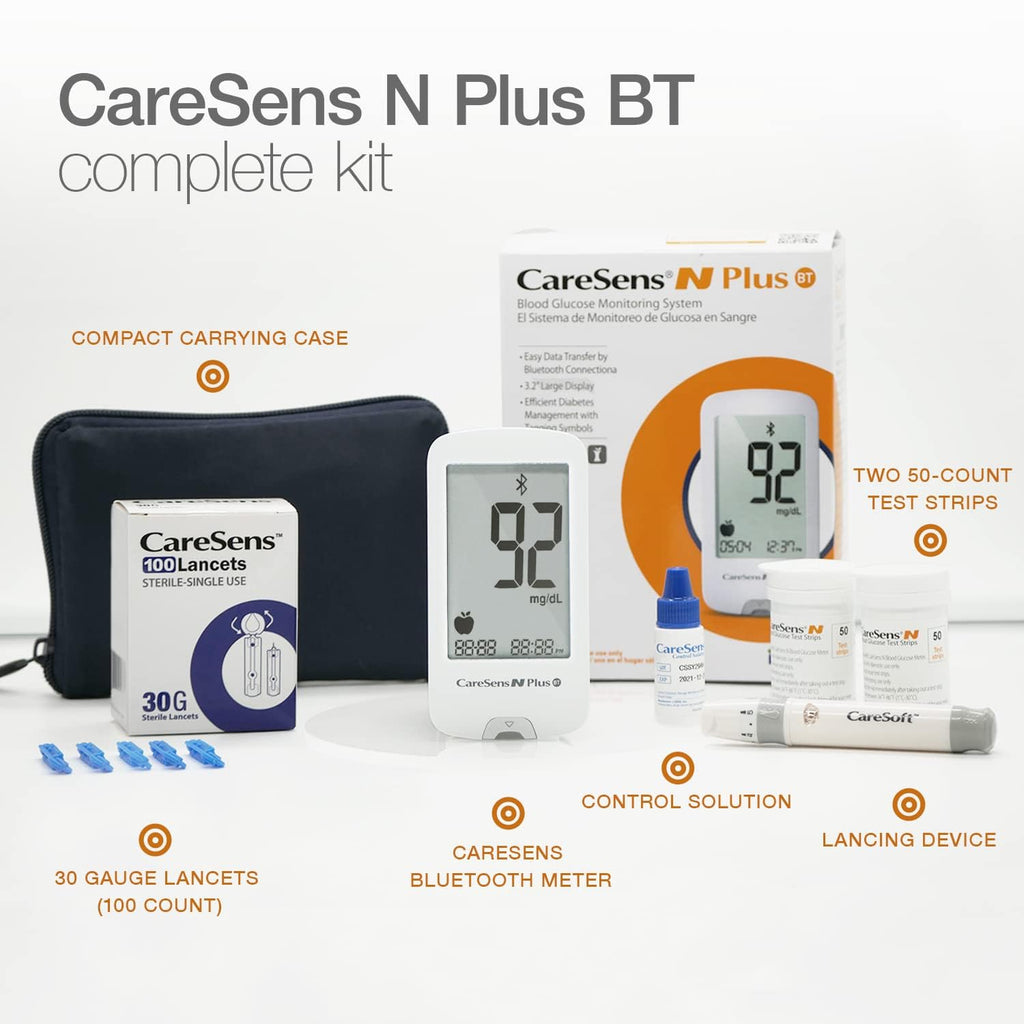 Bluetooth Blood Glucose Monitor Kit with 100 Test Strips and 100 Lancets M4028
