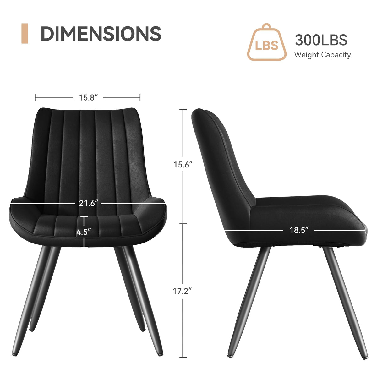 Black Faux Leather Upholstered Dining Chairs Set of 6 P459871