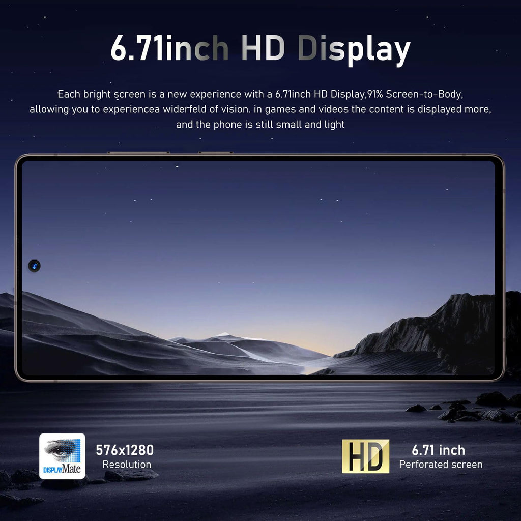 Unlocked Android Smartphone 6.71" HD Screen 2GB+16GB Black Y96658