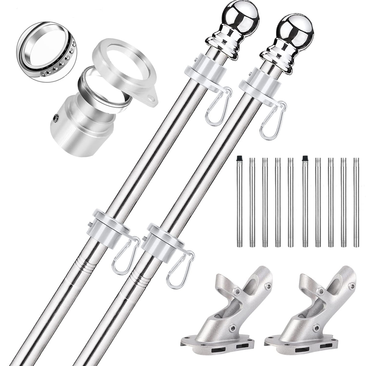 2 Pack 6 ft 1 inch Flag Poles V264694