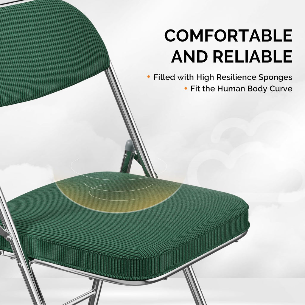 2 Pack Olive Green Folding Chairs with Padded Seat T874