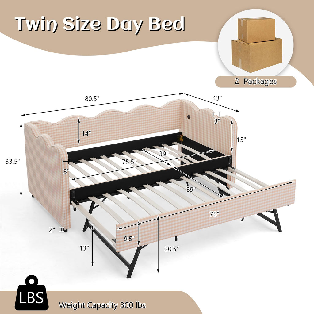 Twin to King Upholstered Daybed with Pop Up Trundle Bed L695448