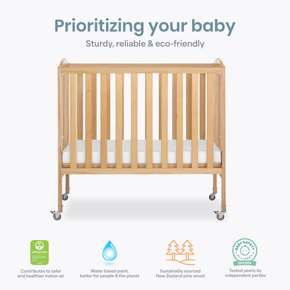 2-in-1 Portable Mini Crib with Mattress C595