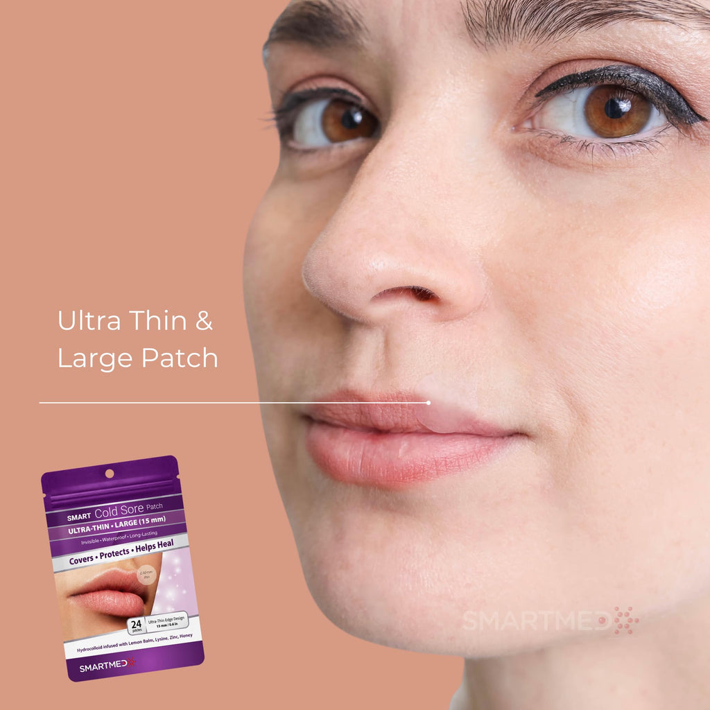 15 mm Hydrocolloid Cold Sore Patches with Lysine, Honey, Zinc & Lemon Balm, 24 Count B6758