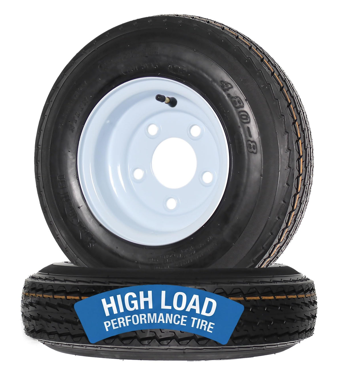 2-Pack Trailer Tire Rim Assembly 4.80-8 5 Lug White G327794