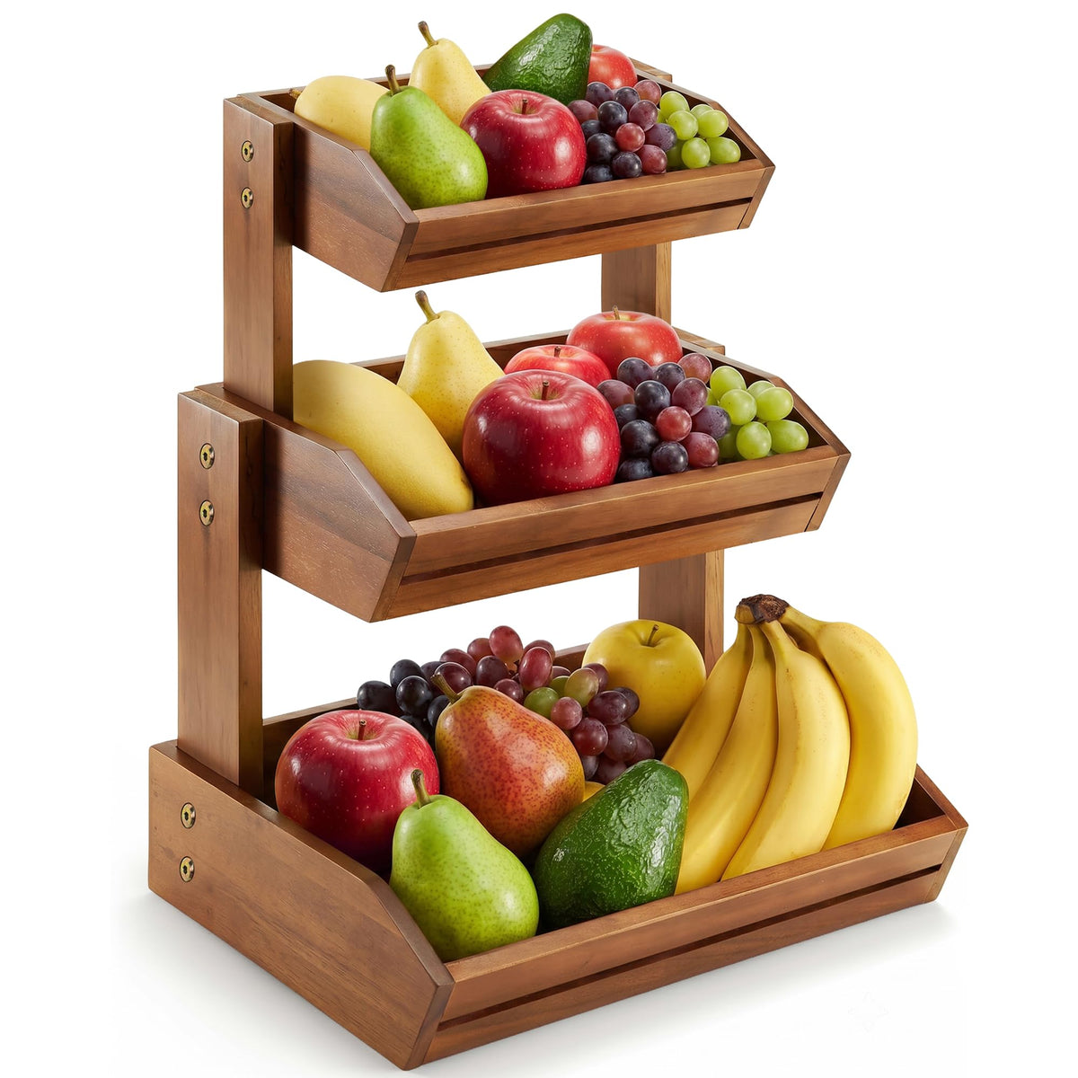 3 Tier Acacia Wood Fruit Basket L434