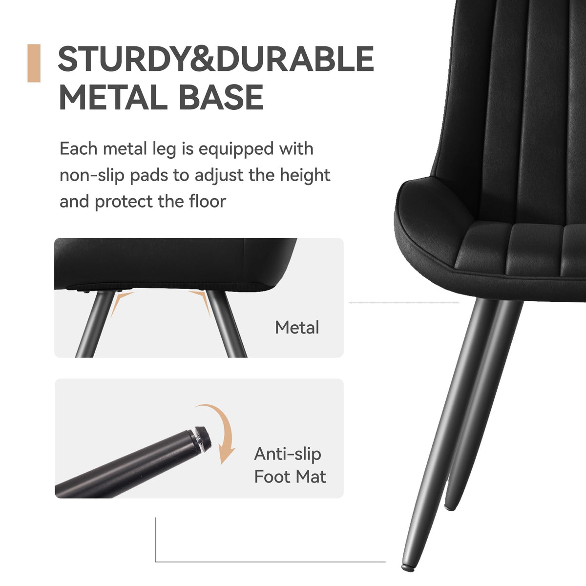 Black Faux Leather Upholstered Dining Chairs Set of 6 P459871