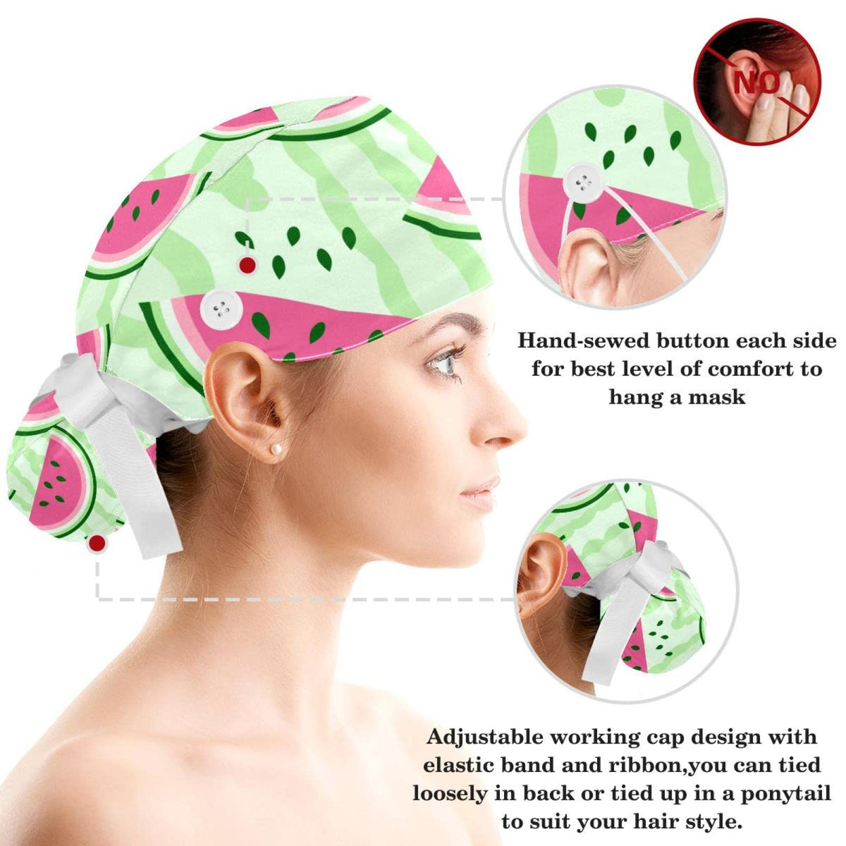 Pink Strawberry Pattern Working Cap with Bow Y352979