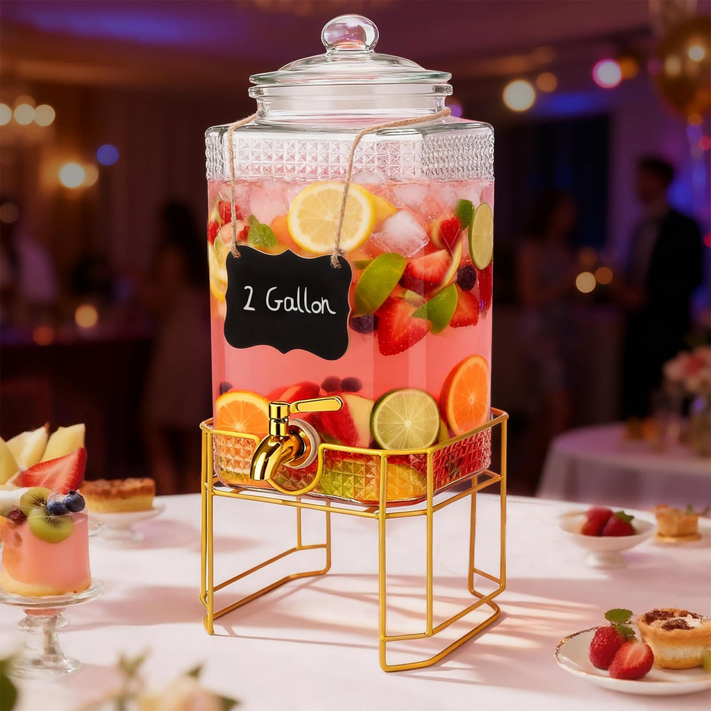 2 Gallon Stainless Steel Beverage Dispenser with Stand C77562