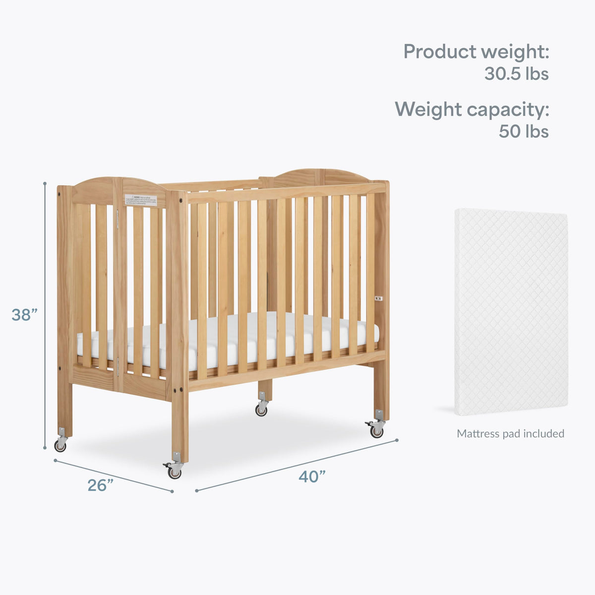 2-in-1 Portable Mini Crib with Mattress C595